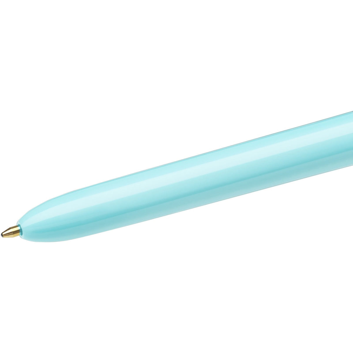 BIC 4 Colours Fun Retractable Ballpoint Pens - Box of 12 with Light Blue Pastel Barrel and Medium