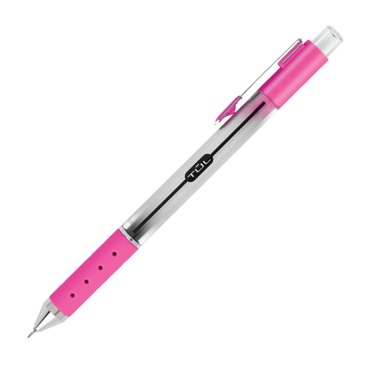 TUL Retractable Gel Pens, Needle Point, 0.5 mm, Gray Barrel, Assorted Bright Ink Colors, Pack Of 8