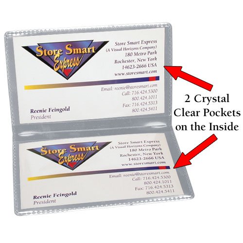STORE SMART - Metallic Silver Folding Business Card Holders - 25 Pack - Polypropylene Plastic