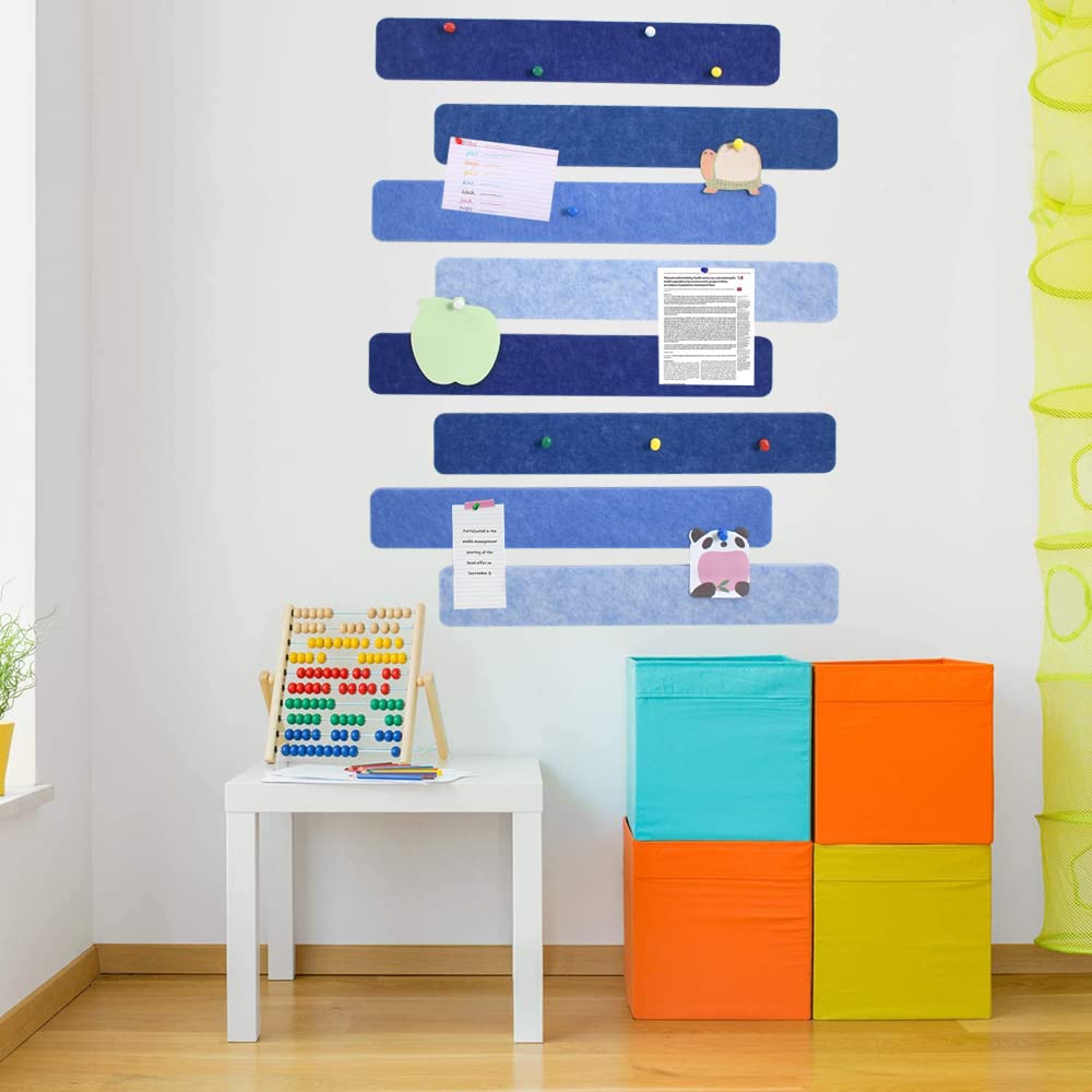 Vuzvuv 8Pcs Cork Bulletin Board Strips for Wall Office-Blue