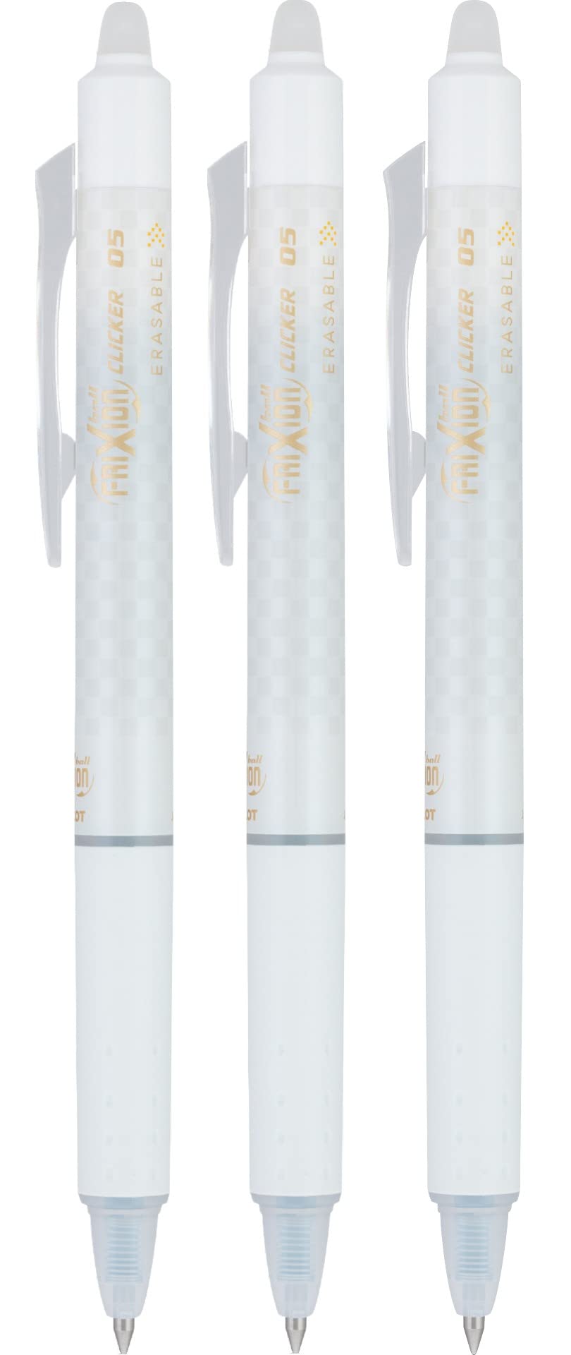 PILOT Frixion Erasable Pens 0.5 Ball Clicker Gel Ink Retractable Pen - Extra Fine Point - White