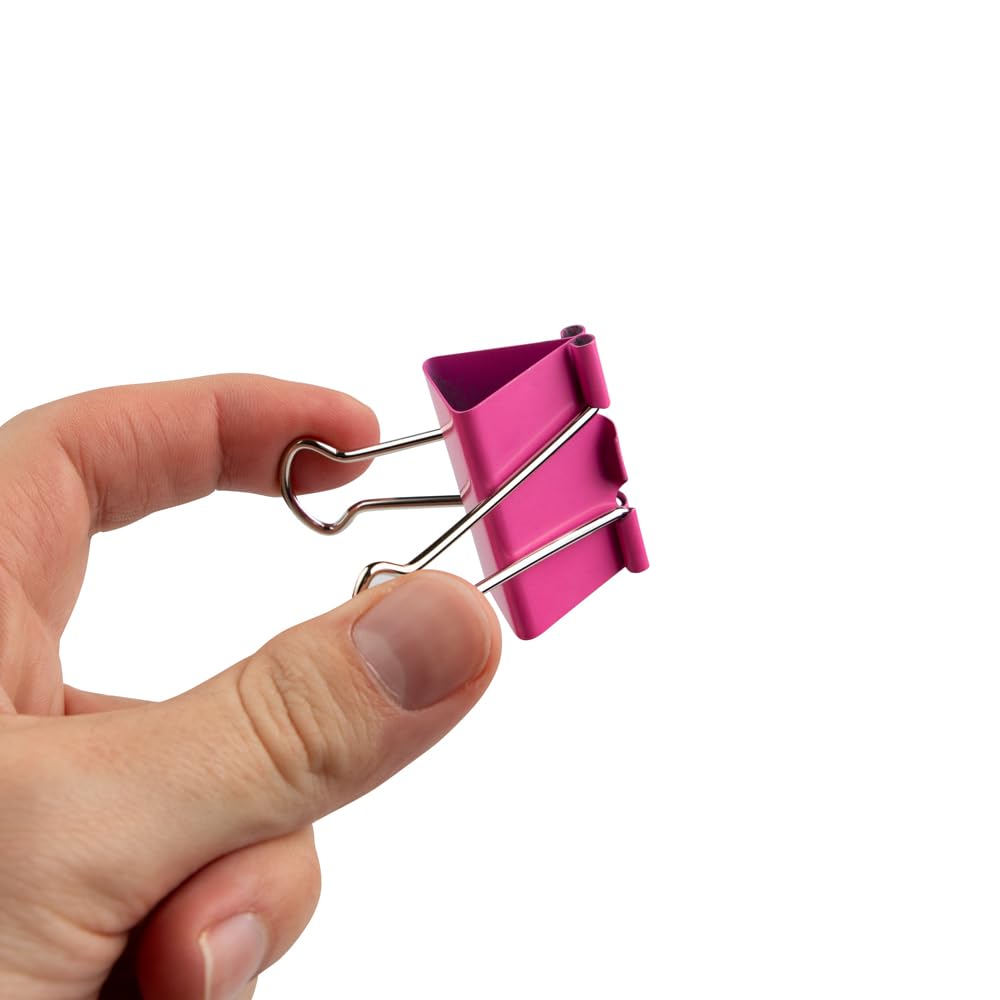 JAM PAPER Colorful Binder Clips - Large - 1 1/2 Inch (41 mm) - Pink Binderclips - 12/Pack