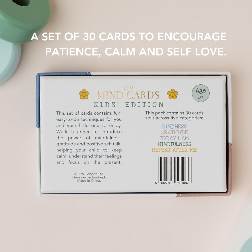 LSW London Mind Cards: Kids' Edition | 30 Daily Mindfulness & Gratitude Cards for Children | Screen