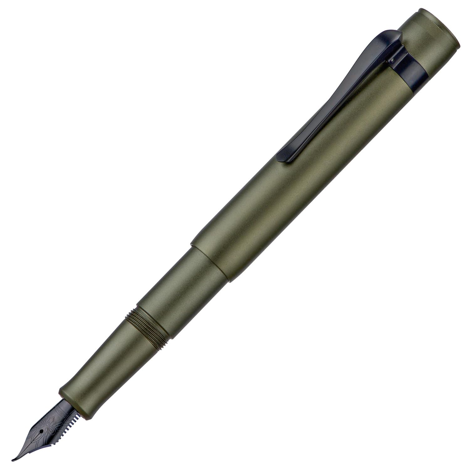 HONG DIAN M2 Black Forest Mini Fountain Pen, Bent Nib & Sleek Shape Aluminium Short Pocket Travel