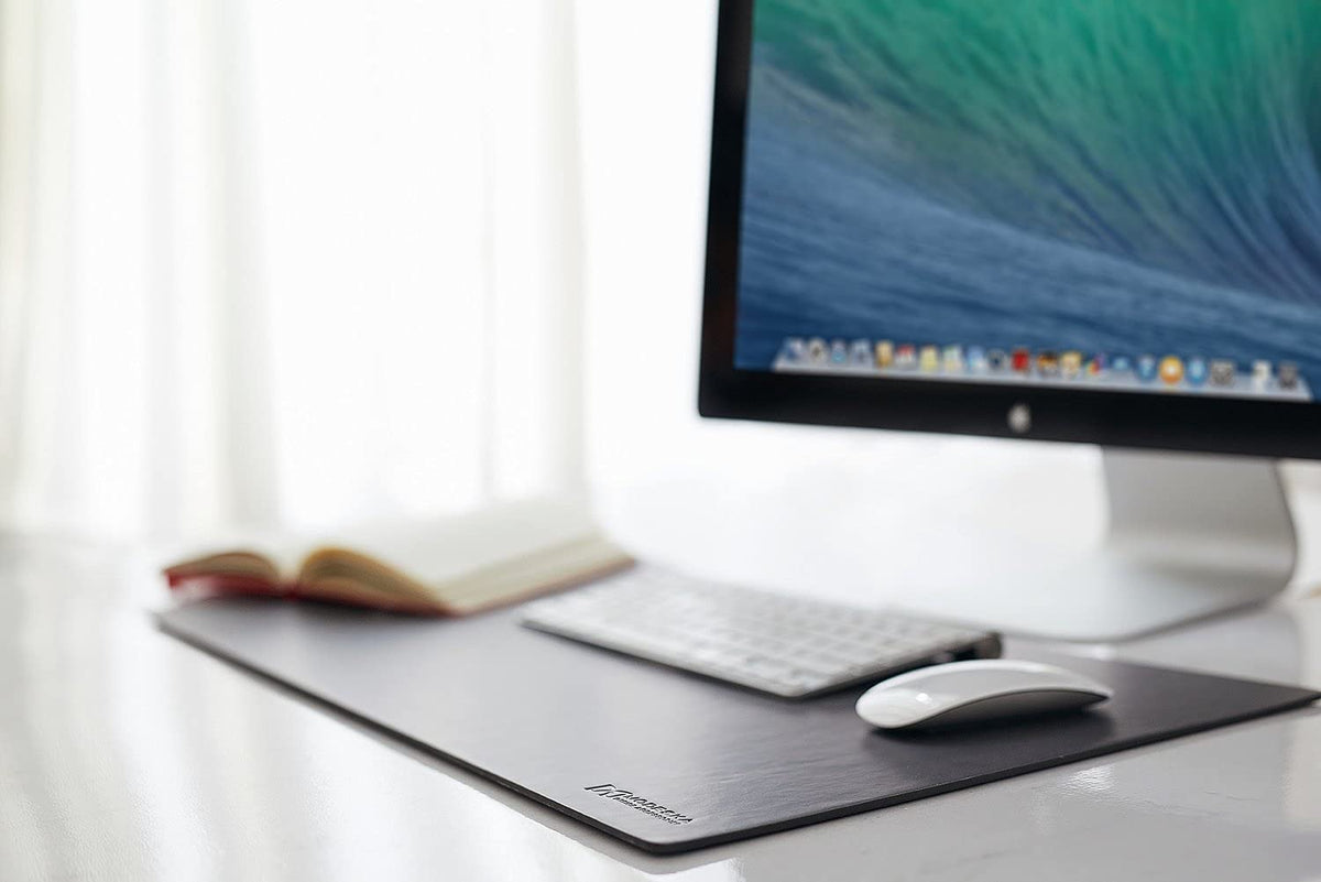 Modeska 24" x 14" Leather Desk Pad - SKIDSTOP™ Ultra Smooth Executive Blotter and Protective Mat