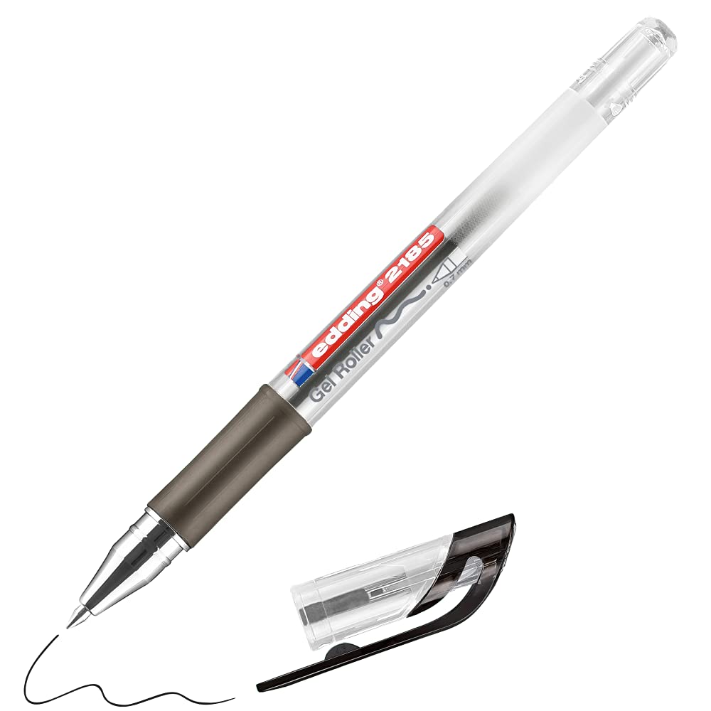 edding 2185 Crystaljelly Roller Ball Retractable Gel Pen, Metal Tip, 0.7 mm, Black
