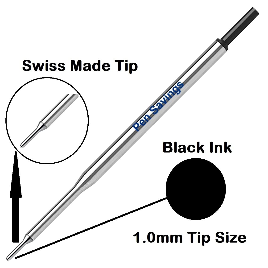 5 Pen Savings Ballpoint Pen Refills Compatible with Papermate Lubriglide, Aspire, PhD Pens, Medium