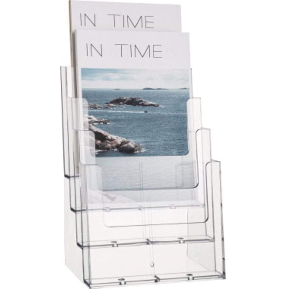 helit H2352202 – Tischprospekthalter 4 Pockets for DIN A5 Portrait – Transparent