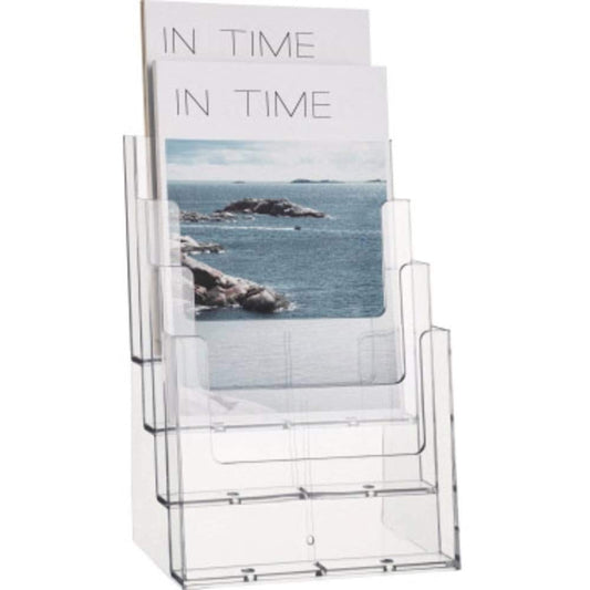 helit H2352202 – Tischprospekthalter 4 Pockets for DIN A5 Portrait – Transparent