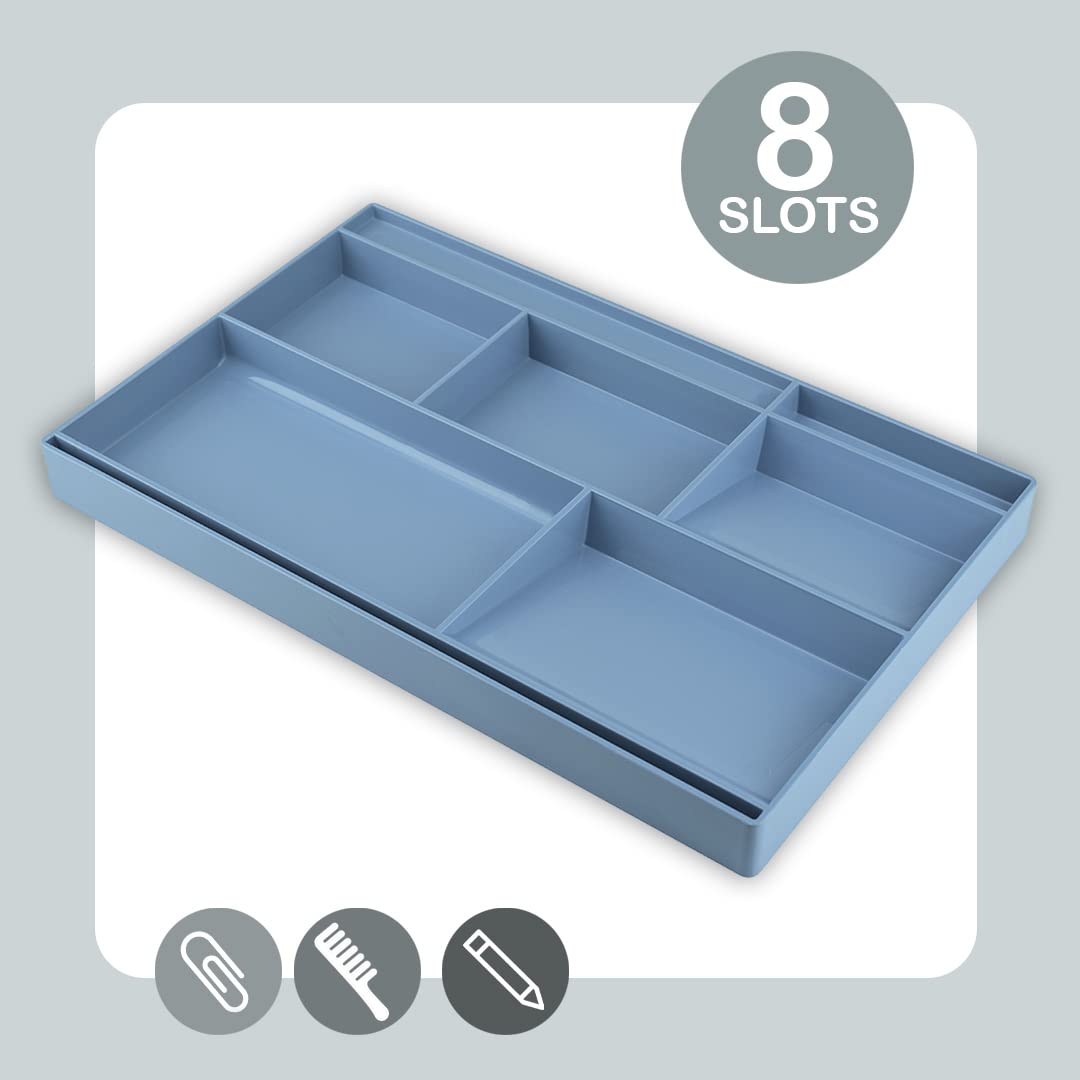 Acrimet Desk Drawer Organizer Tray with 8 Compartments – Multi-Purpose Bin for Office Supplies