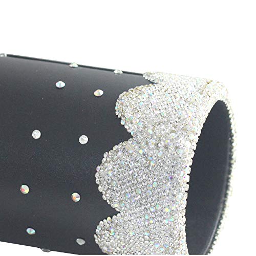 Bestbling crystal Bling Rhinestone Pen organizer Box Holder Cosmetic Container (Black Round, Medium)