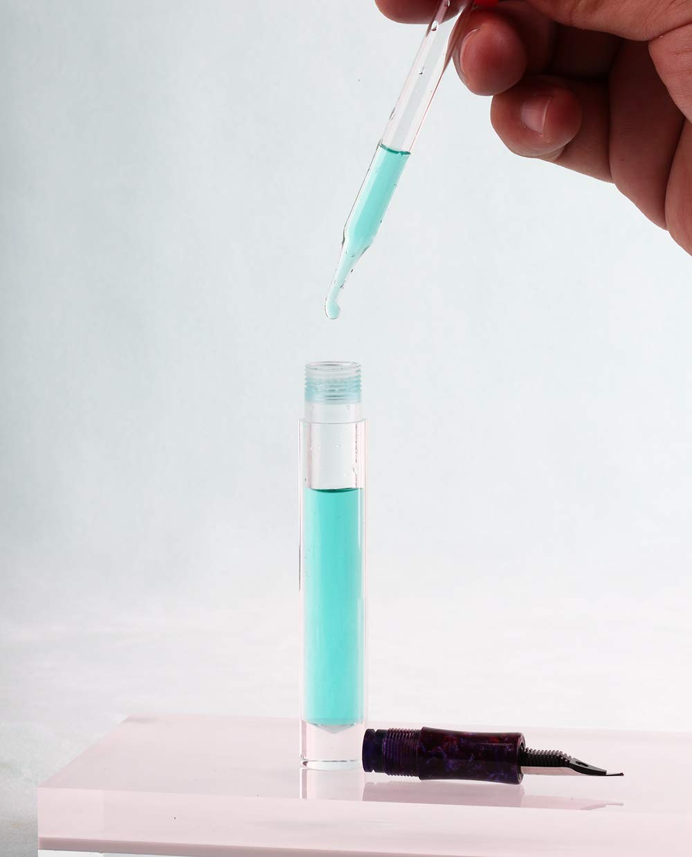 erofa C1 Transparent Acrylic Fountain Pen Medium Nib, Double Ink Filling System with Original Box