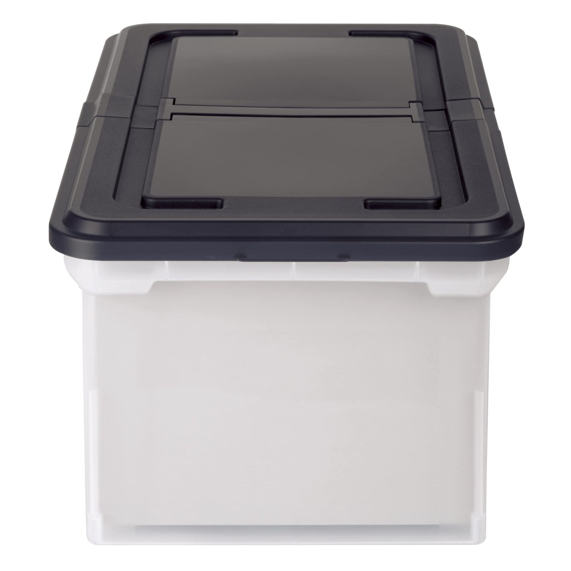 Office Depot Stackable File Tote Box, Letter Size, 14 1/4in. x 23 3/8in. x 10 7/8in., Black/Clear