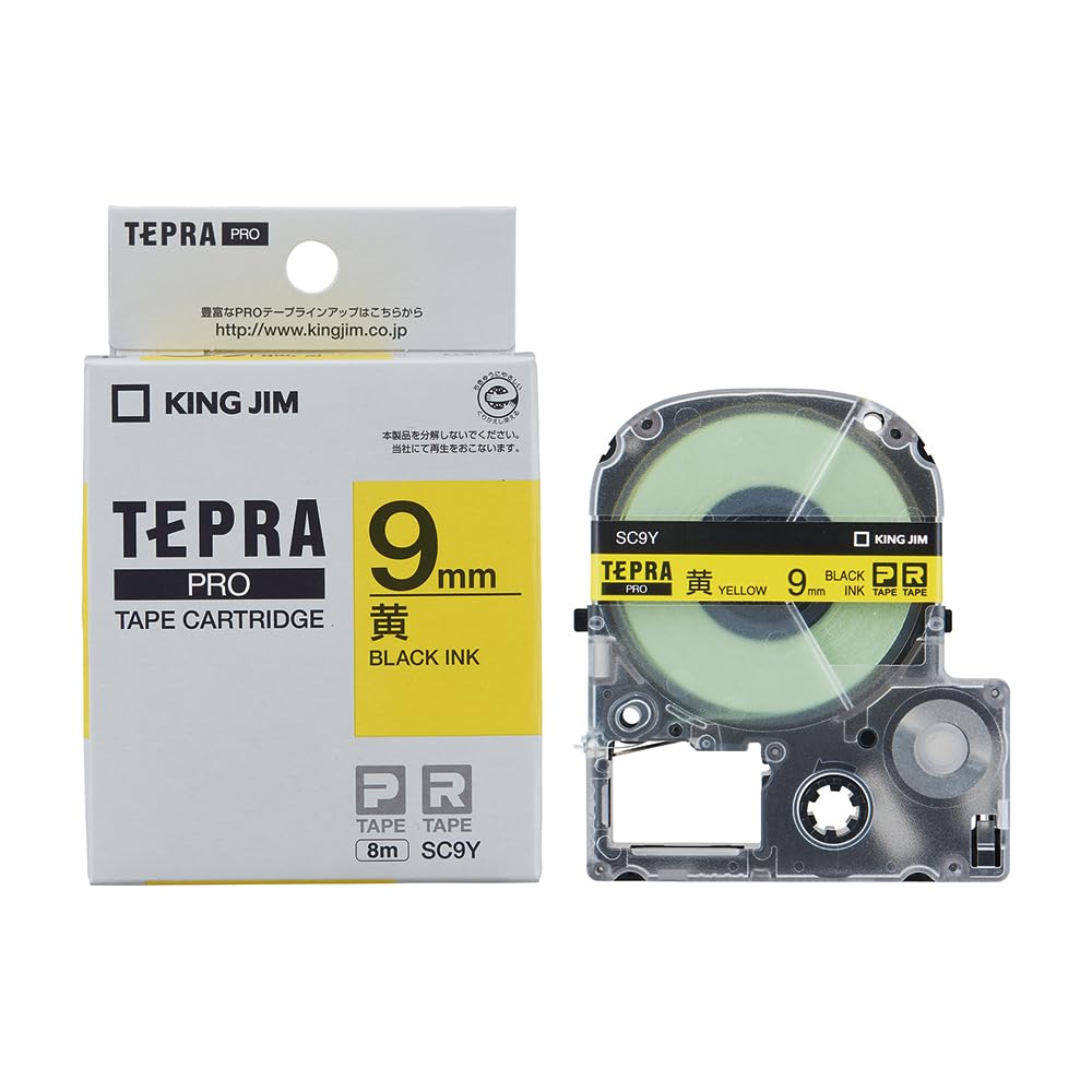 King Jim Tepra PRO 9mm SC9Y Yellow/Black Letter Tape Cartridge