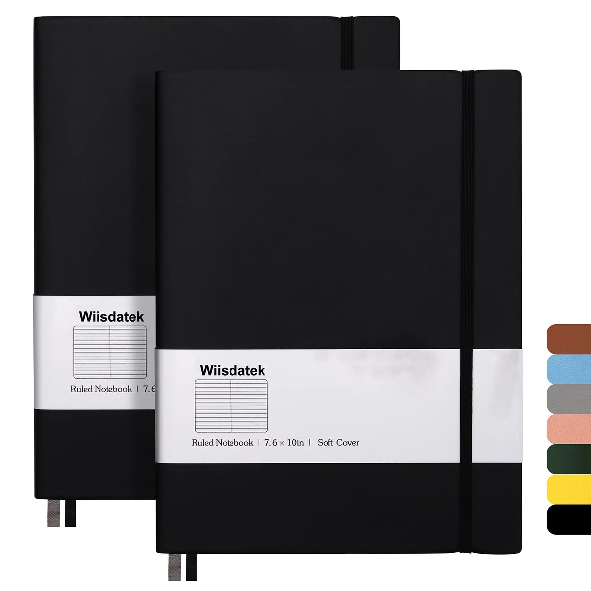 College Ruled Notebook B5, Total 376 Numbered Pages 7.6'' x 10'' (BLACK)