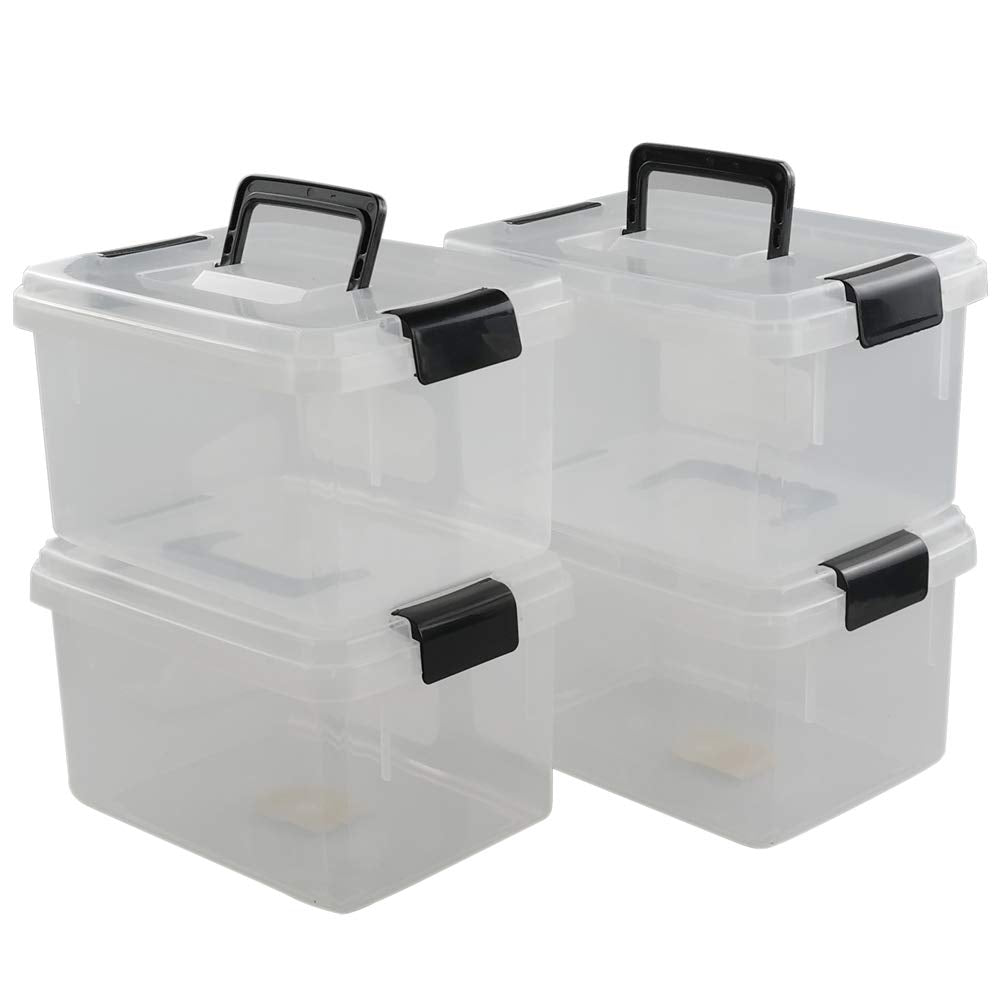 Nicesh 4.5 L Plastic Storage Box, Clear Latch Box, 4-Pack