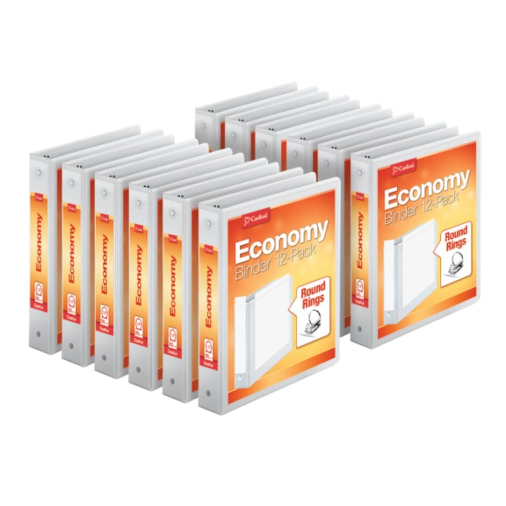 Cardinal Economy 3-Ring Binders, 1.5", Round Rings, Holds 350 Sheets, ClearVue Presentation View