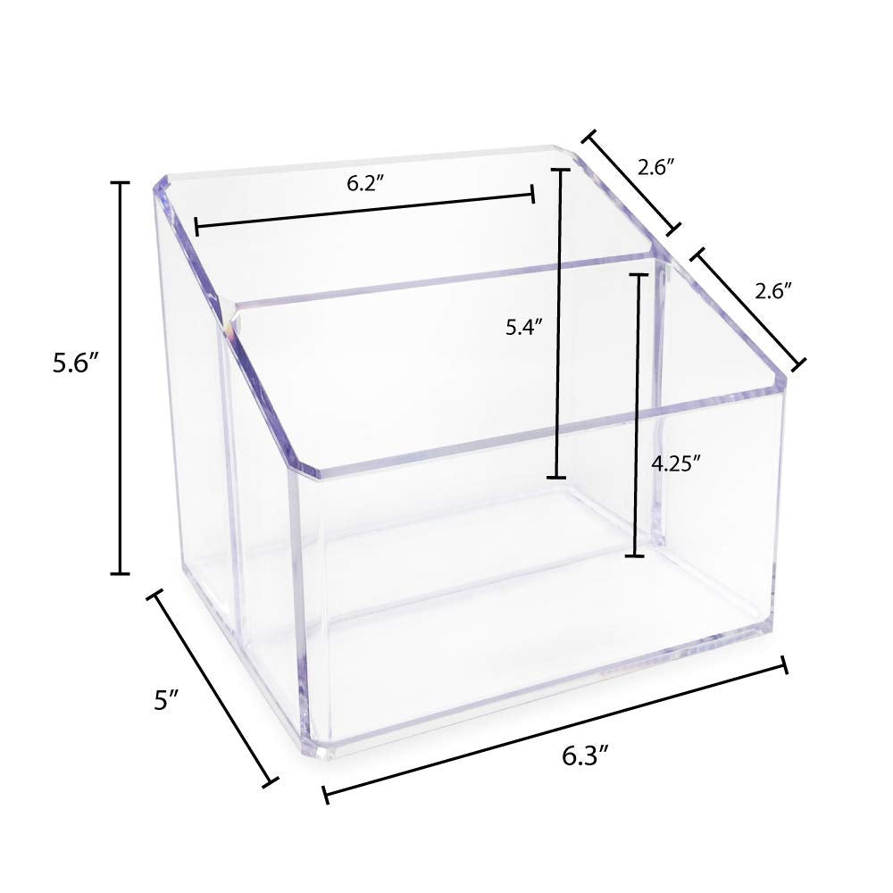 Isaac Jacobs Clear Acrylic 2-Section Organizer, Remote Holder & Multi-Functional Makeup, Brush, Pen