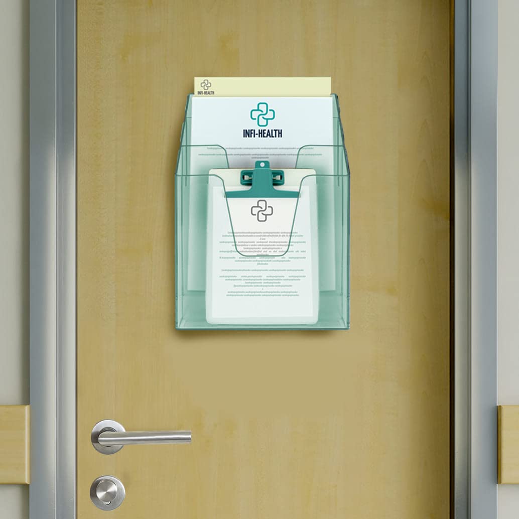 Acrimet Vertical Triple File Folder Holder Organizer Sorter, Clear Green
