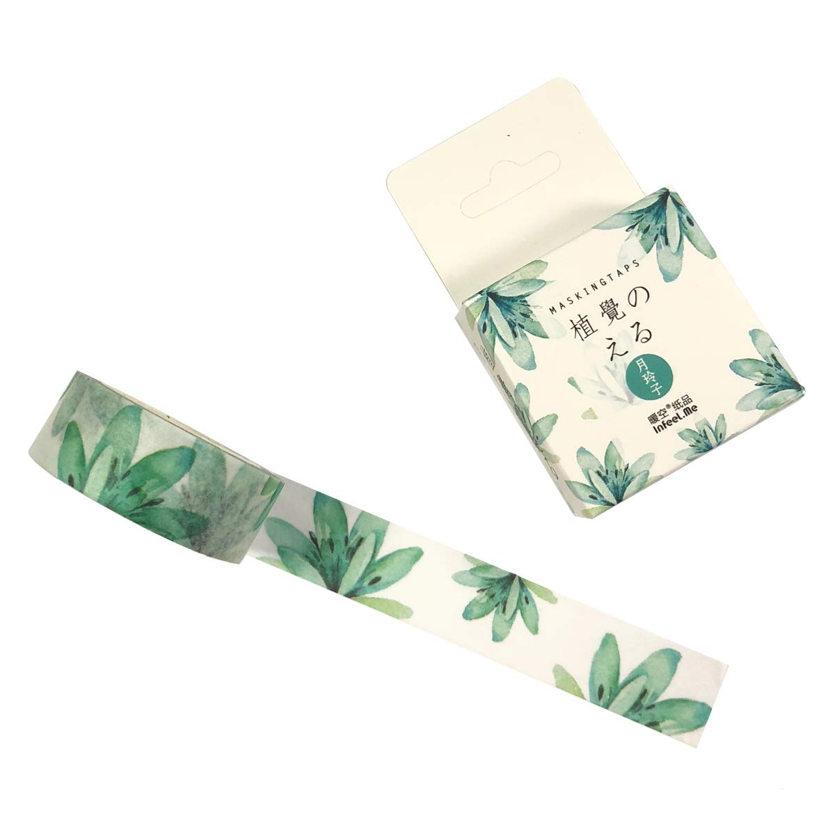 Wrapables Flowers and Greens Washi Masking Tape, 15mm x 7m Green Floral