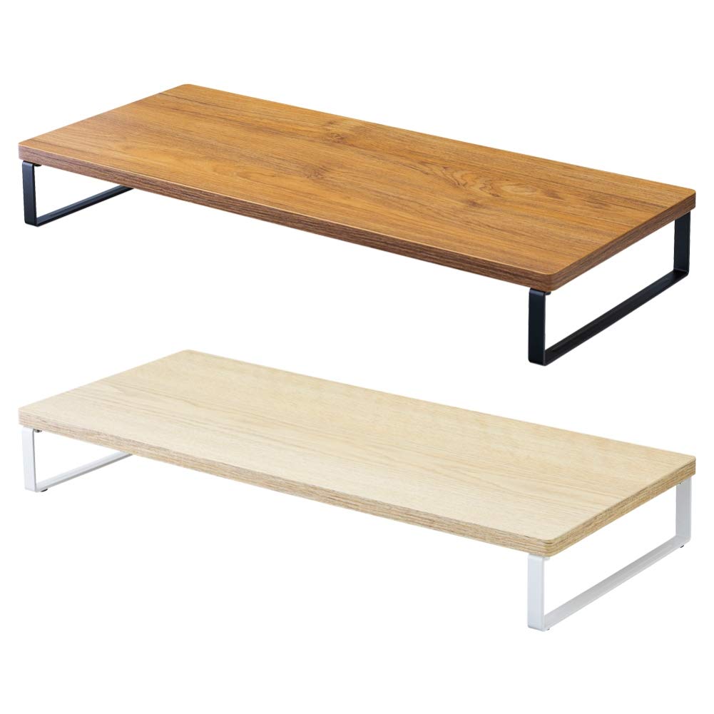 Lihit Lab A8001-35 Computer Stand, Monitor Stand, Wood Grain MDF, Standard, Natural, Width 23.2 x
