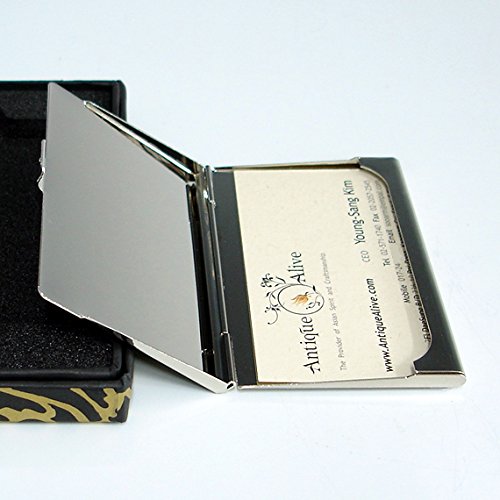 Mother of Pearl Design RFID Blocking Protection Business Card Case, Credit Card Holder, Metal Name