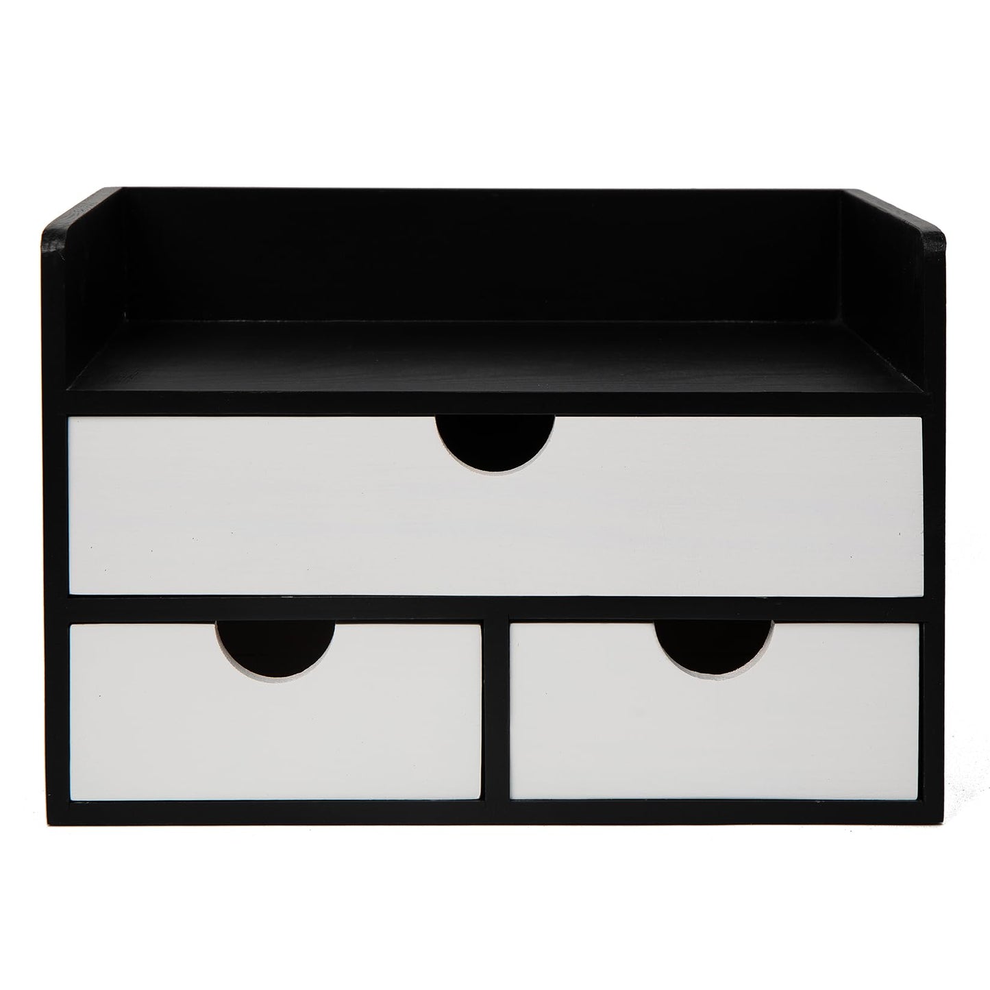 Rustic Wood Desk Organizer with Drawers,3-Drawer Desktop Storage Box