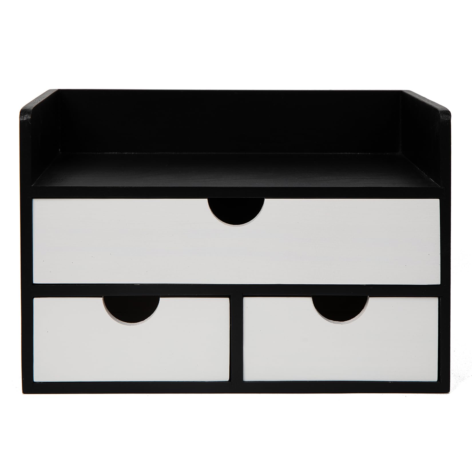 Rustic Wood Desk Organizer with Drawers,3-Drawer Desktop Storage Box