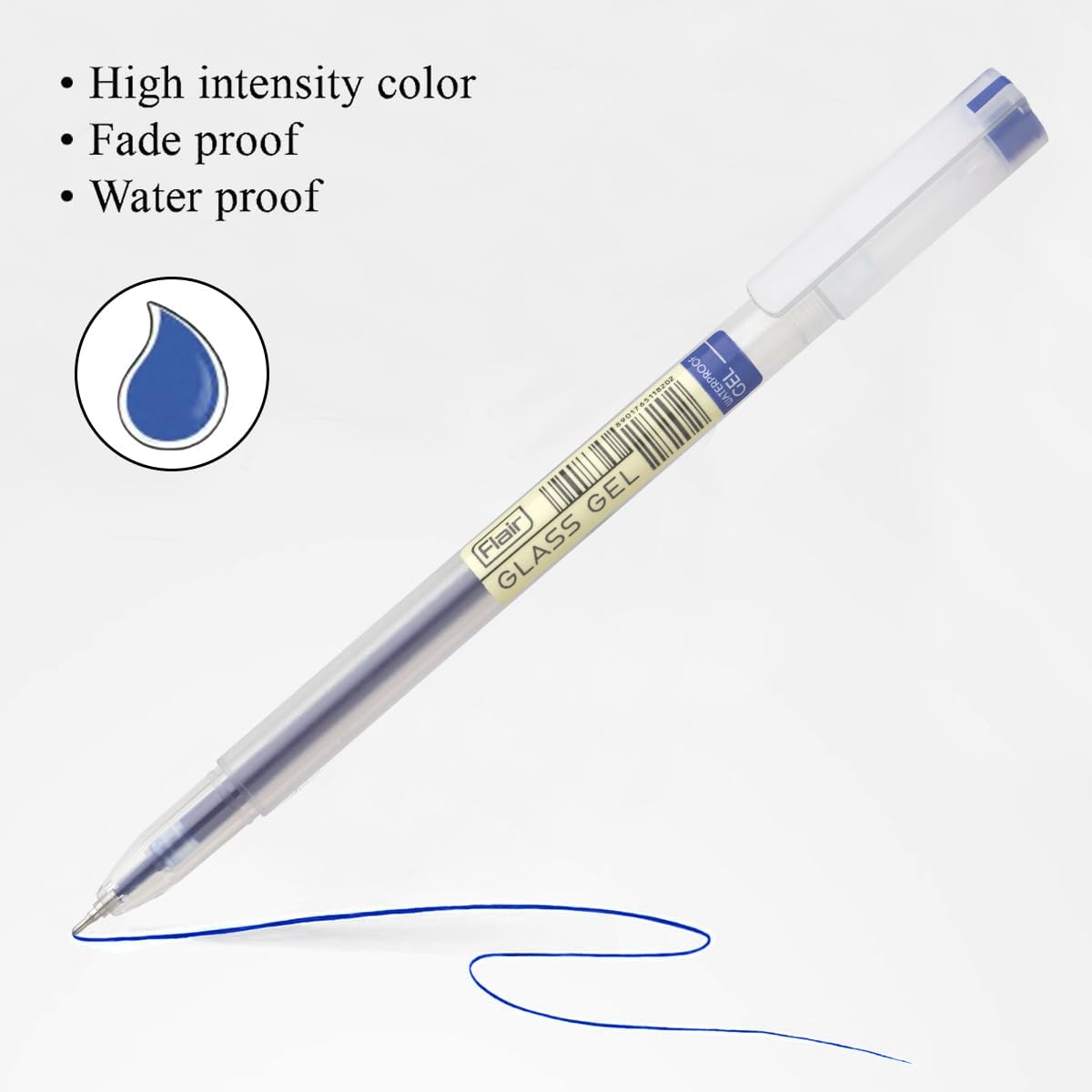 FLAIR Glass Gel Pen Wallet Pack | Tip Size 0.6 mm | Water Proof Ink For Smooth Flow System |