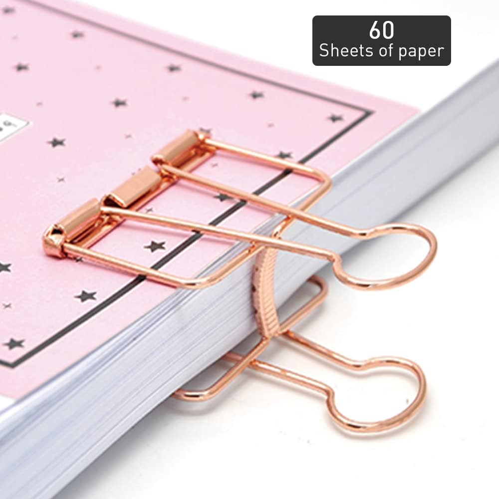 Small Binder Clips, 36 Pack, 3/4 Inch, Standard 19mm, Hollow Out Red Bronze, Capacity 0.31 Inch