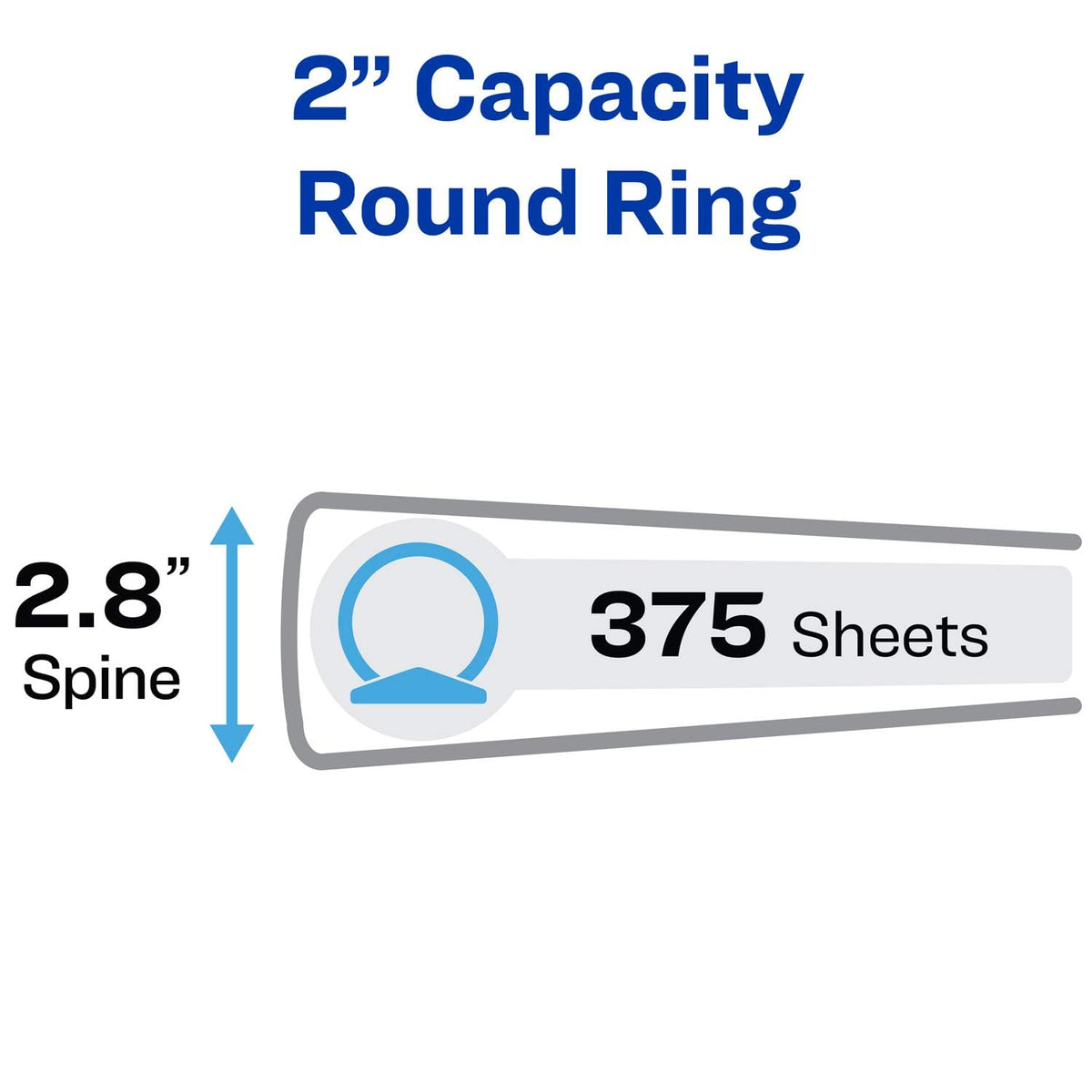 Avery Standard View 3 Ring Binders, 2" Round Rings, 375-Sheet Capacity, 2.8 Inch Wide Spine, White