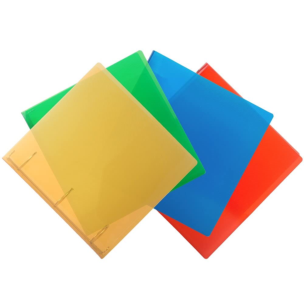 JAM PAPER Plastic 2 inch Binders - Assorted 3 Ring Binders (Red, Blue, Green & Orange) - 4/Pack