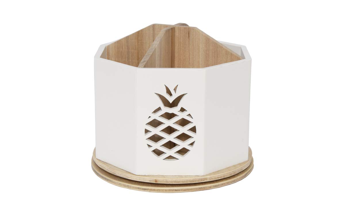 Spinning Desktop Stationary Organizer – Decorative Wooden Rotating Pen and Pencil Cup – 4