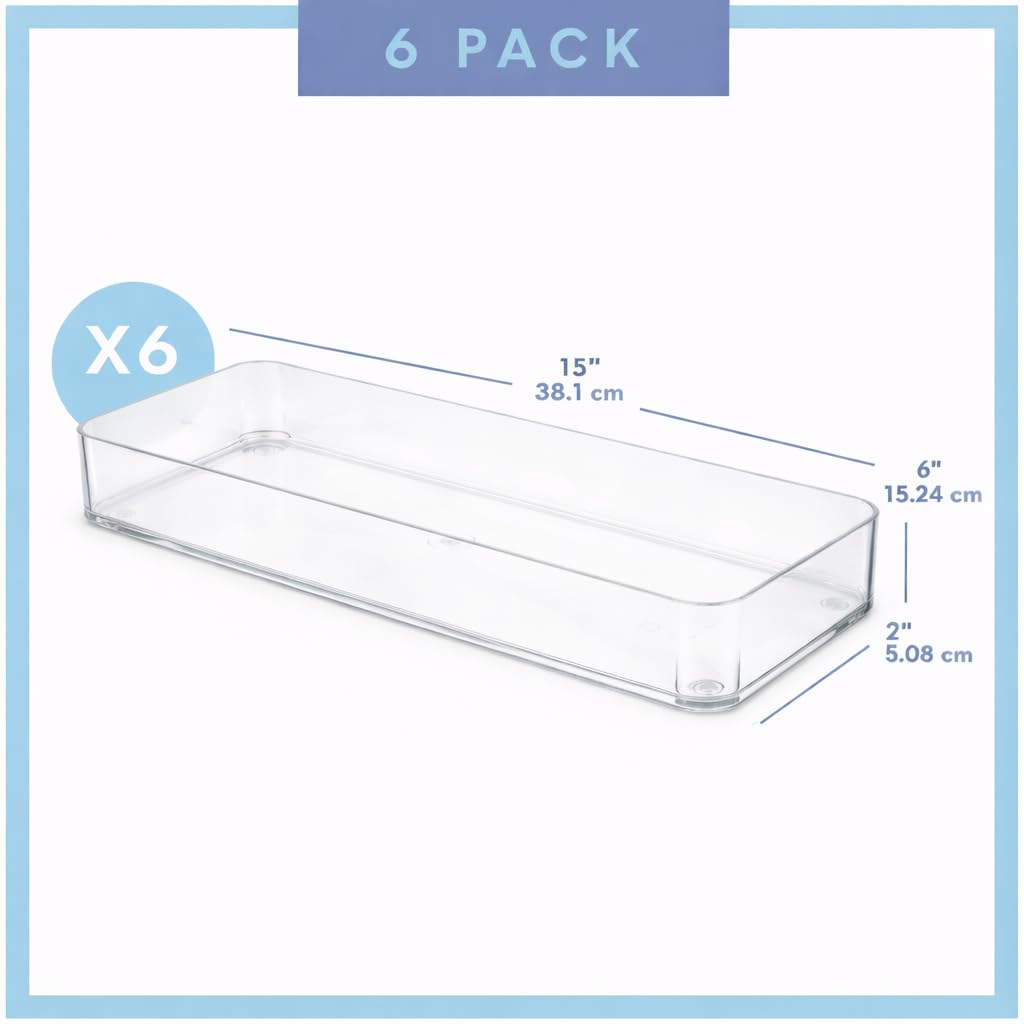 primebox Plastic Clear Acrylic Drawer Organizers. Bathroom, Kitchen, Bedroom, Utensils, Office