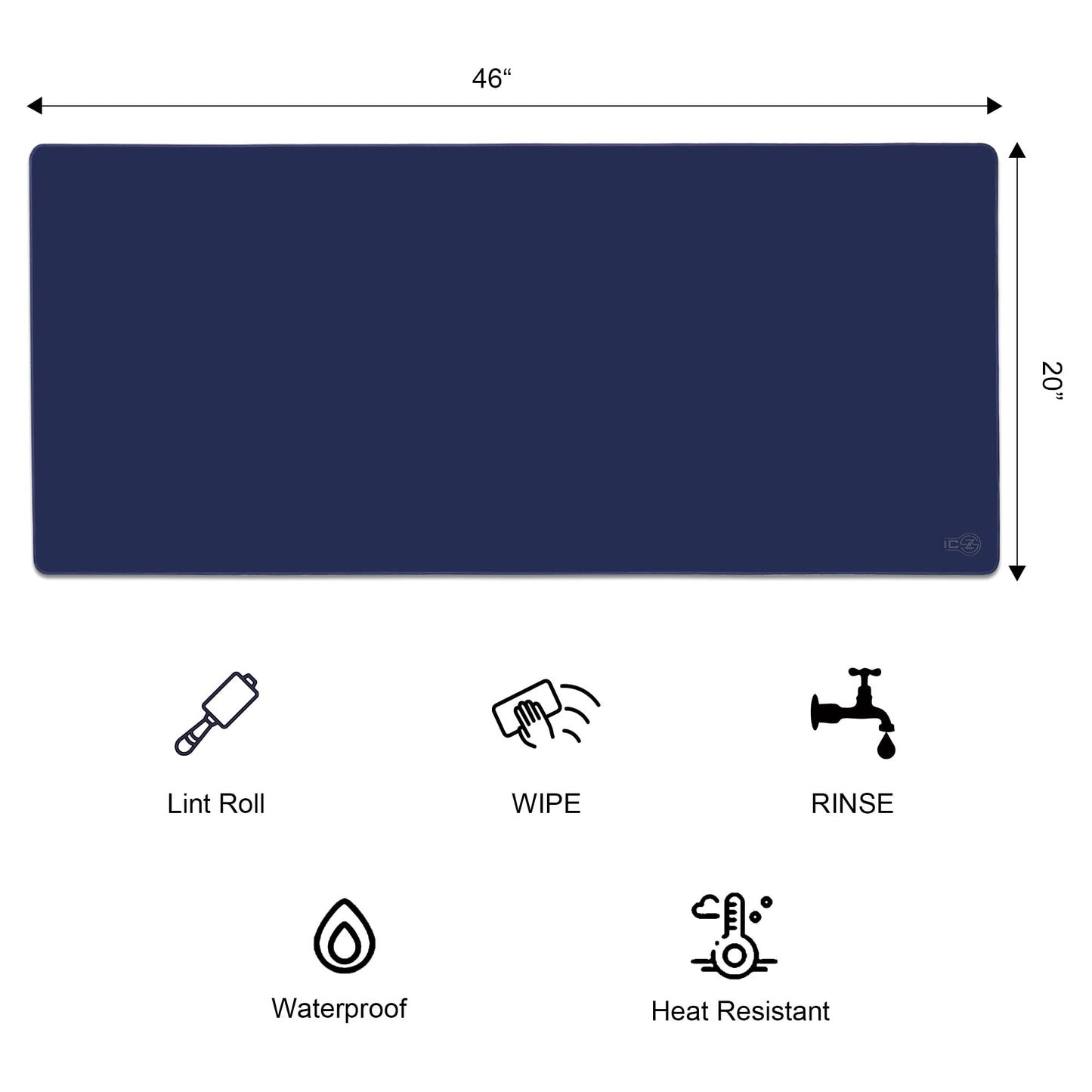ICONIC - PRO PC GEAR 3XL Extended Gaming Mouse Pad/Mat 46"x20"(Navy Blue) - Large & Wide Desk Cloth