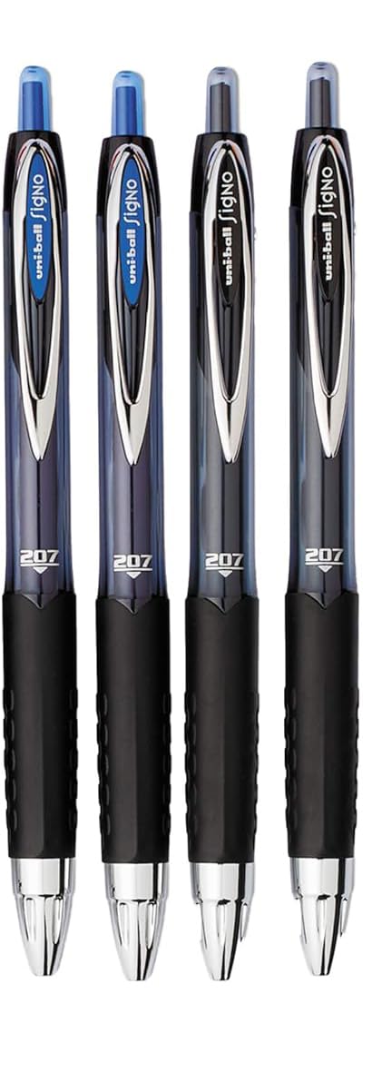 Advantage Gifts Signo 207 Roller Ball Retractable Gel Pens, Medium Point (0.7mm), Black And Blue