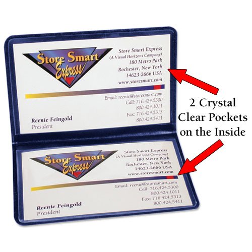 STORE SMART Navy Blue Folding Business Card Holders - 10 Pack - Polypropylene Plastic (RPP2915NB10)