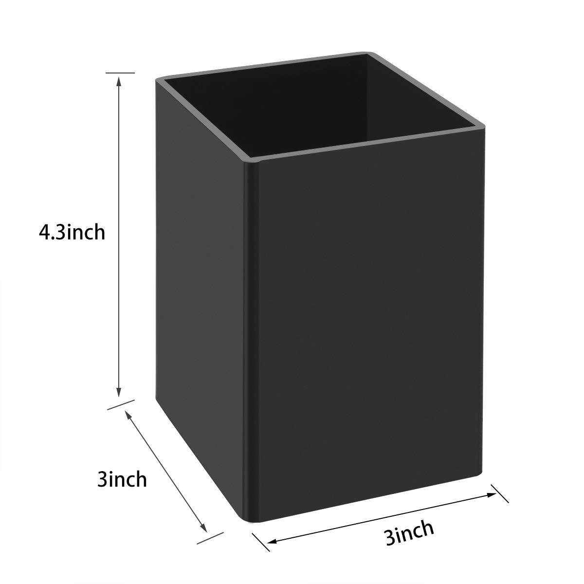NIUBEE Black Acrylic Pen Holder 4 Pack, Desktop Pencil Cup Stationery Organizer for Office Desk