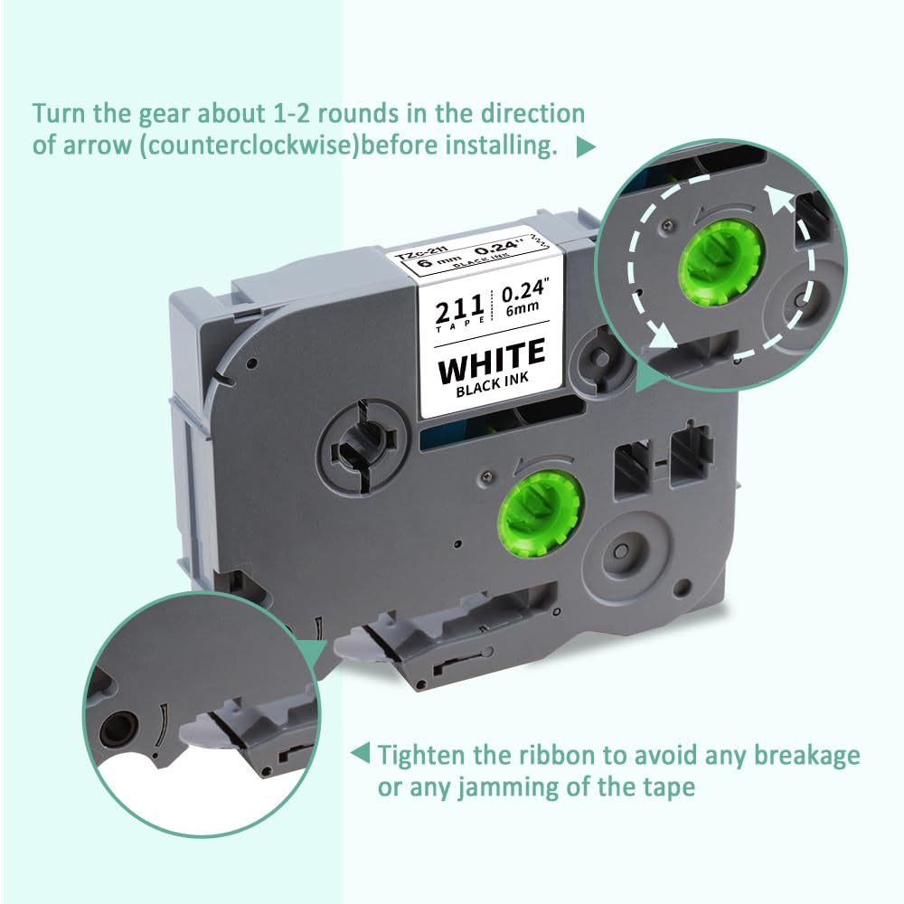 6-Pack Compatible for Brother Tze Tz Tape 6mm 0.23" Laminated Multi-Color