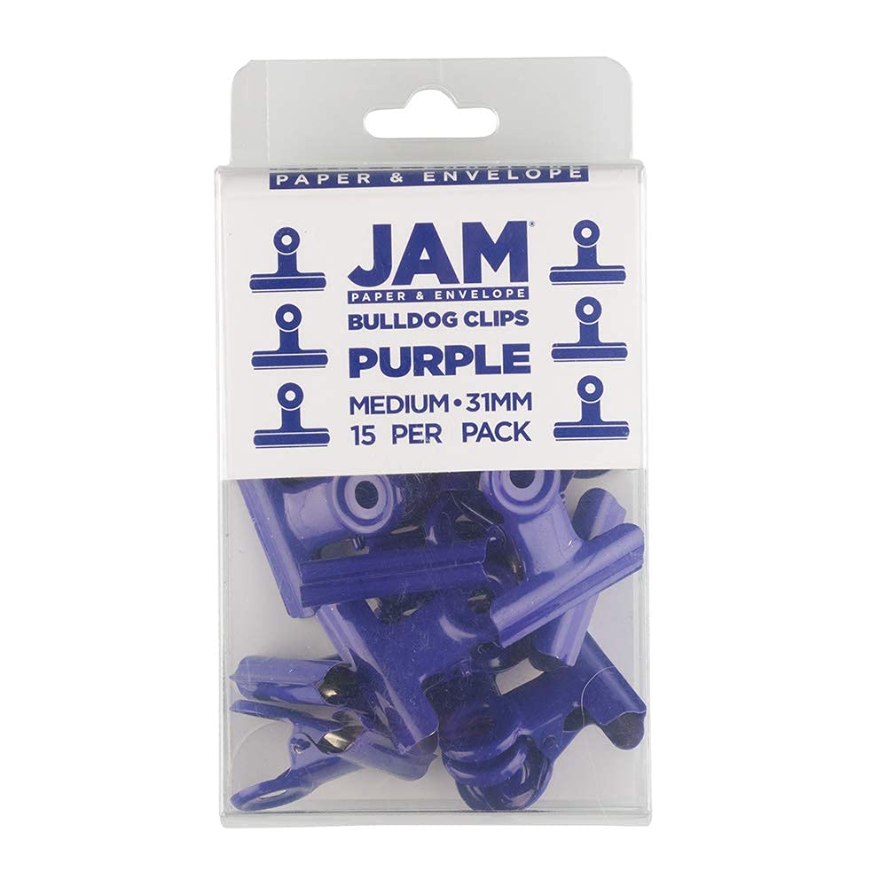 JAM PAPER Metal Bulldog Clips - Medium - 31mm - Purple/Deep Blue - 15/Pack