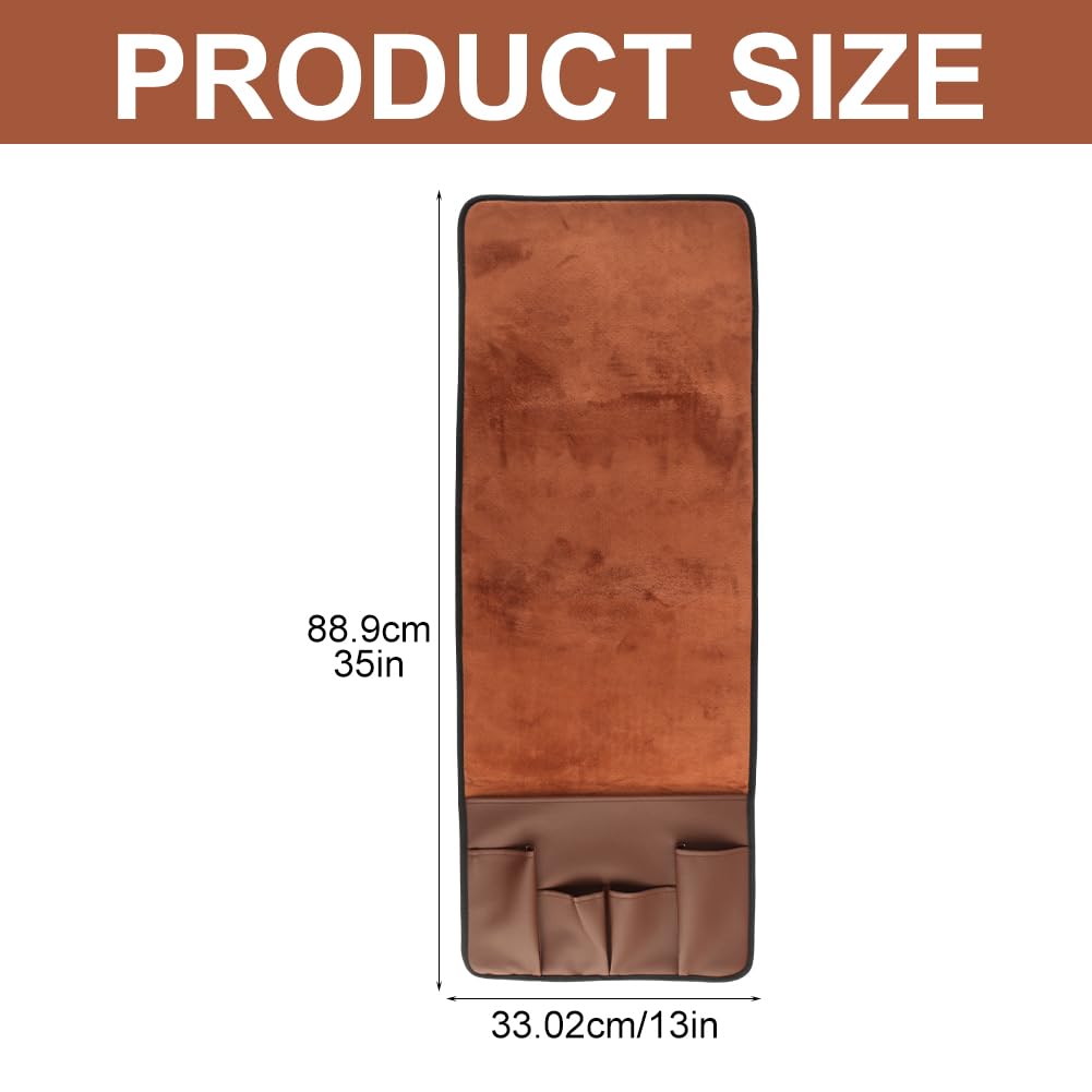 Anti-Slip PU Leather Velvet Sofa Couch Chair Armrest Soft Caddy Organizer Holder with 5 Pockets for