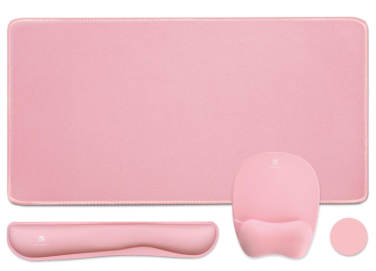 Keyboard Wrist Rest Large Mouse Pad Wrist Support for Computer, 4 in 1 Memory Foam Keyboard Pad