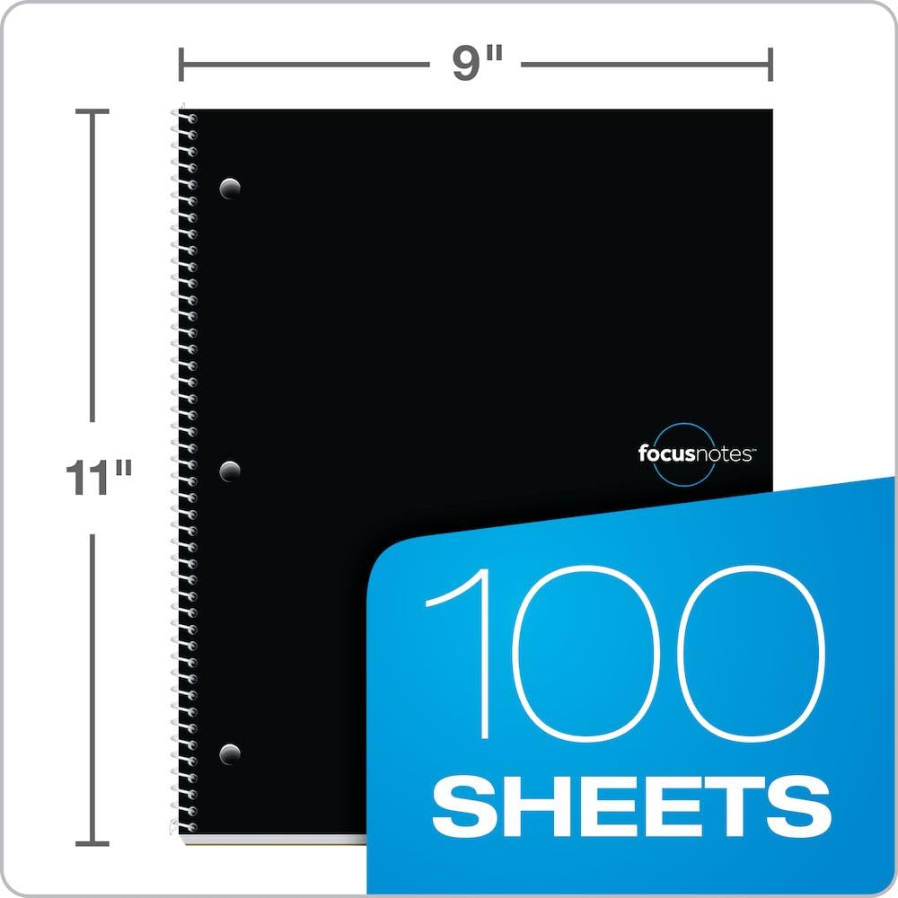Oxford FocusNotes Note Taking System 1-Subject Notebook, 11 x 9 Inches, White, 100 Sheets (90223)