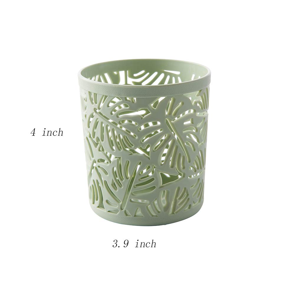 Carriecur Desktop Office Storage Organizer Creative Round Hollow Leaves Tropical Palm Leaves Design