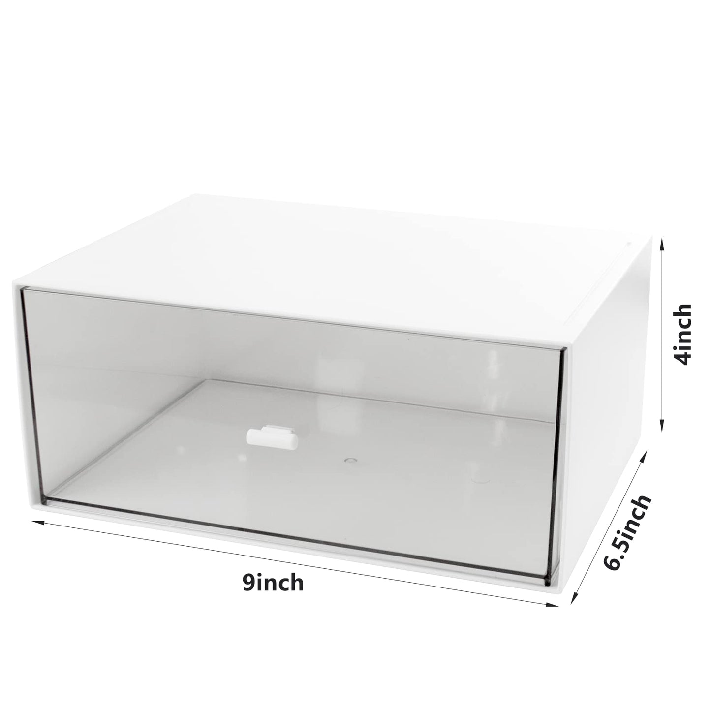 Desk Drawer Organizer, Stackable Storage Drawers, Plastic White Desk Organizers Great for Makeup