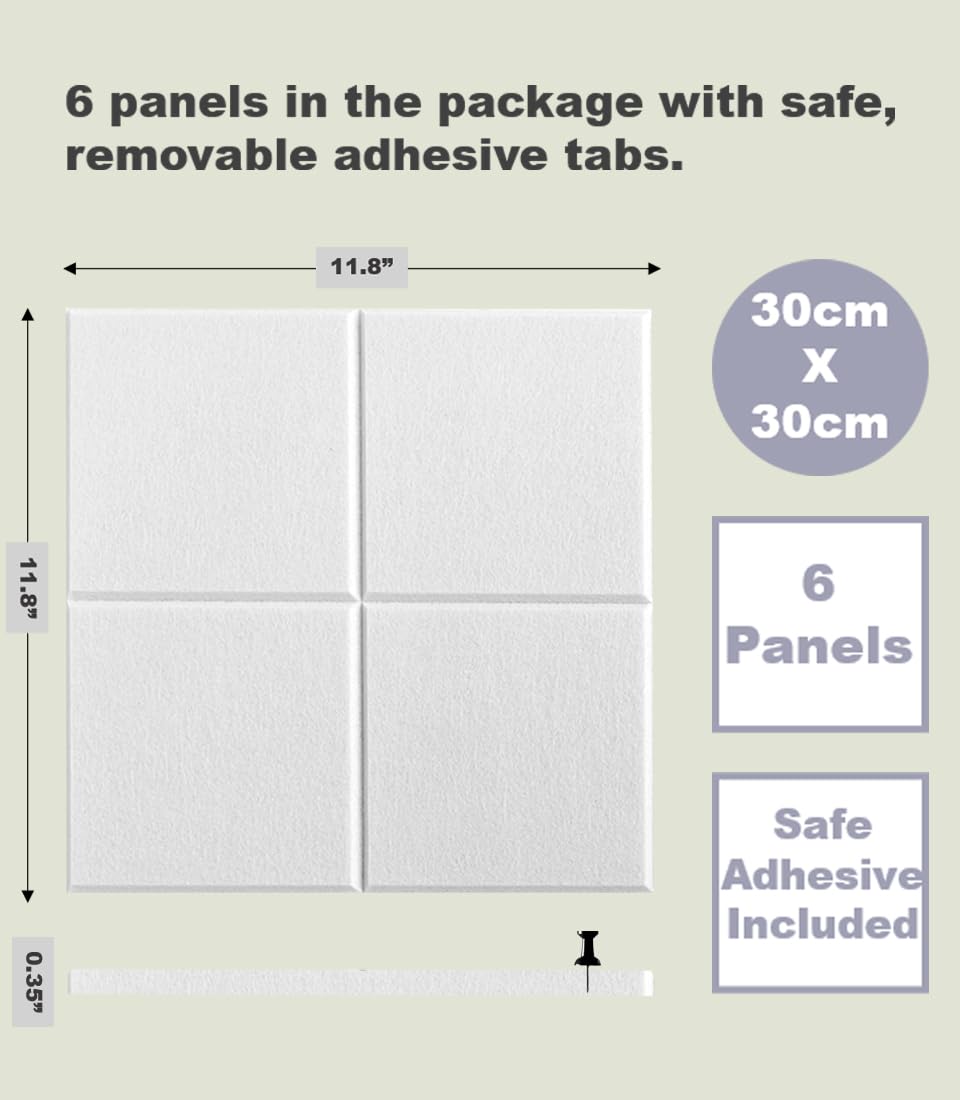 DECORITA Cork Board 24 x36 Alternative - 6 Pack Felt Wall Tiles with Safe Removable Adhesive Tabs