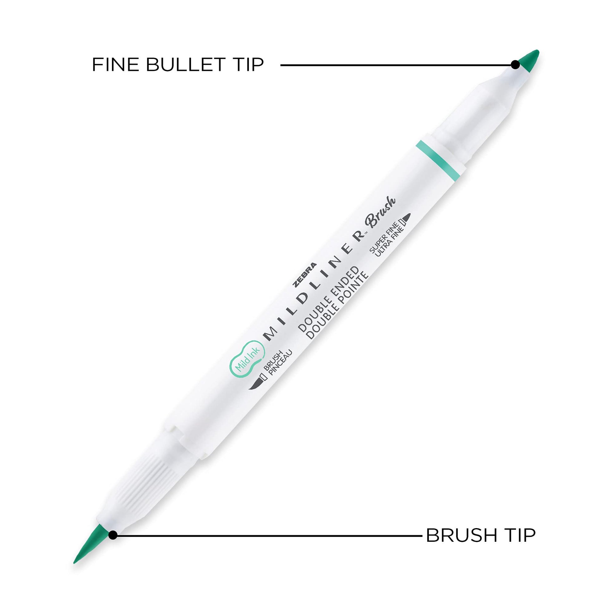 Zebra Pen MILDLINER No Bleed Brush Pen, Assorted Colors, Dual Tip, 25-Pack