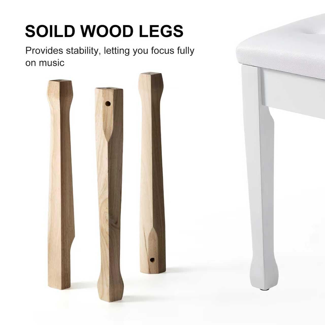 FILISITE Wooden Piano Bench with Storage, Piano Stool with Waterproof Padded Cushion, Bench Seat