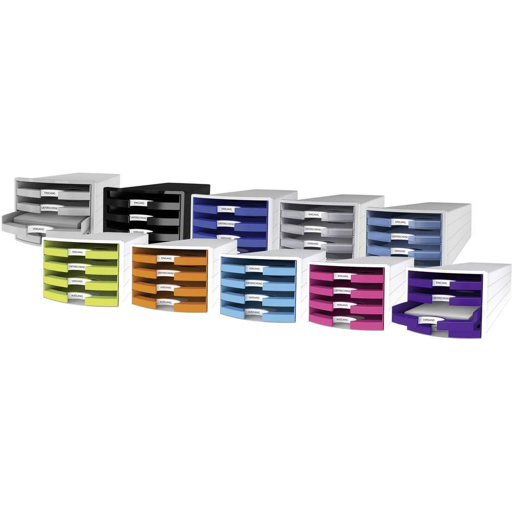 Han Impuls Drawer Box DIN A4/C4 4 Open Drawers Black