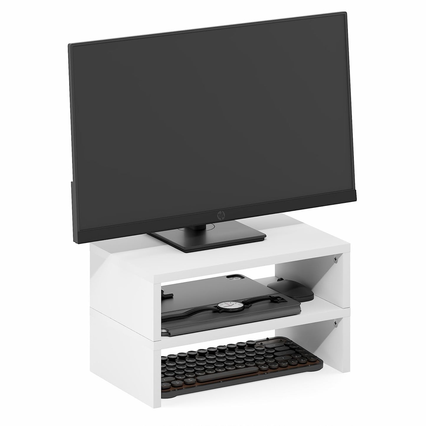 Furinno CLASSIC Monitor Stand Riser Set of 2, 15.7" Wide Dual Monitor Riser, Stackable Separable